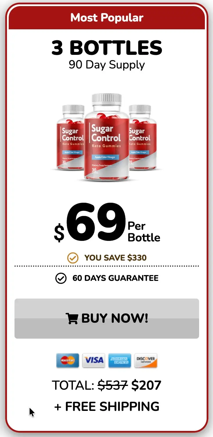 Sugar Control Keto Gummie 3 bottles package for 90-daysupply